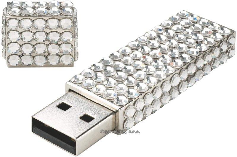  - USB kľúč BLING BLING, 4GB, strieborná